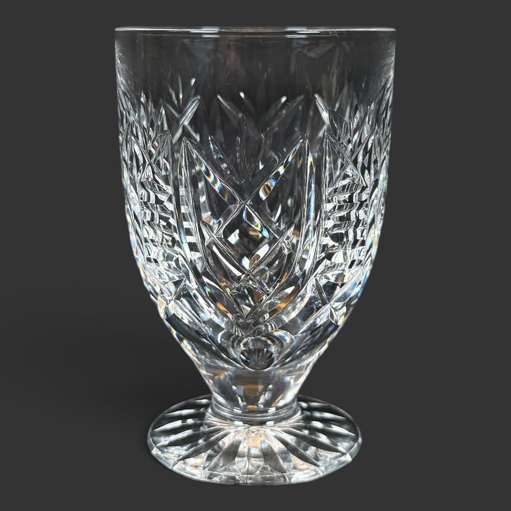 Waterford Crystal Footed Goblet Glass Diamond Fan Cut Clear 4"